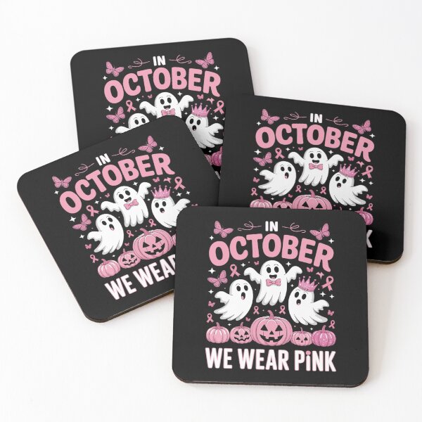 Item preview, October We Wear Pink Pumpkin Ghost Halloween Breast Cancer designed and sold by DrewLeuschke.