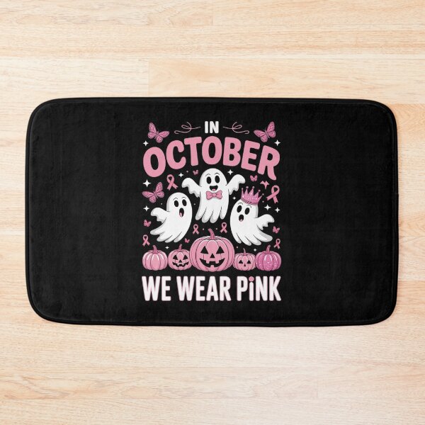 Item preview, October We Wear Pink Pumpkin Ghost Halloween Breast Cancer designed and sold by DrewLeuschke.