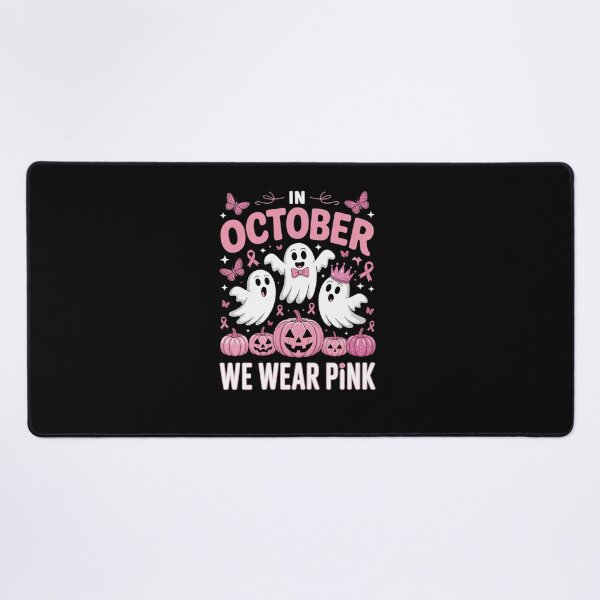 Item preview, October We Wear Pink Pumpkin Ghost Halloween Breast Cancer designed and sold by DrewLeuschke.