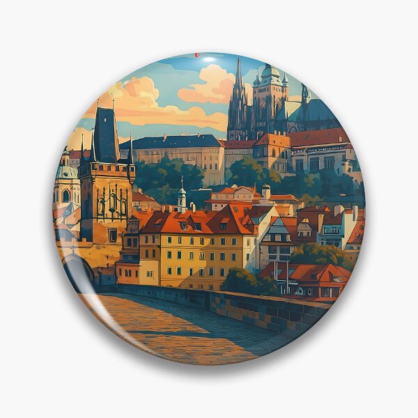 Item preview, Greetings from PRAGUE - Prague Castle – Autumn Vintage Travel Poster designed and sold by Earth Celebration Designs.