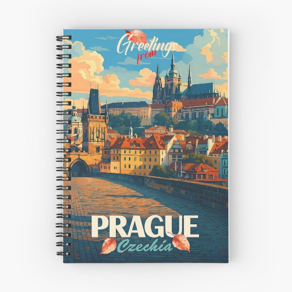 Item preview, Greetings from PRAGUE - Prague Castle – Autumn Vintage Travel Poster designed and sold by Earth Celebration Designs.