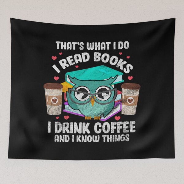 Item preview, I Read Books I Drink Coffee and I Know Things Owl Reader Pullover 		 designed and sold by irinotebinip.