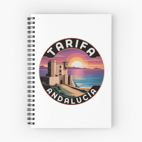 Item preview, Tarifa Andalucía – Escena costera retro con castillo al atardecer, calcomanía de recuerdo de viaje designed and sold by CircinusStore.