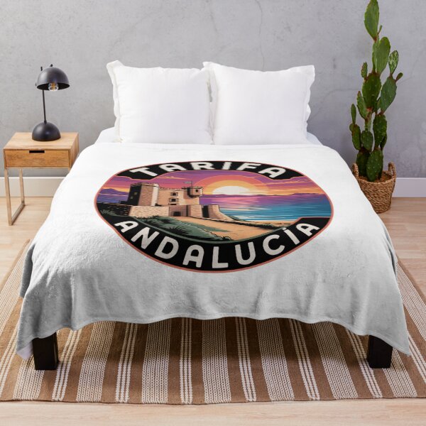 Item preview, Tarifa Andalucía – Retro Sunset Castle Coastal Scene, Travel Souvenir Decal designed and sold by CircinusStore.