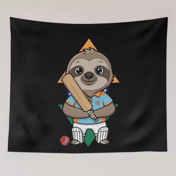 Item preview, Sloth Cricket Player India Flag designed and sold by k3rstman1.