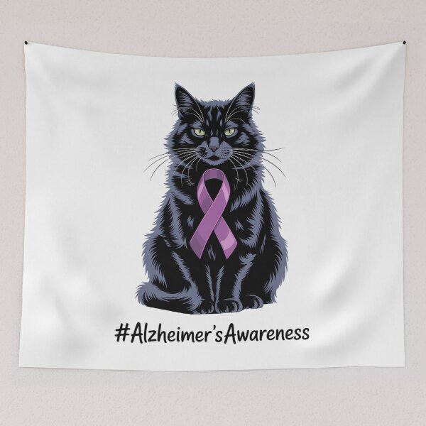 Item preview, Alzheimer's Awareness Day Fighter Black Cat & Purple Ribbon designed and sold by TrinaEspinoza.