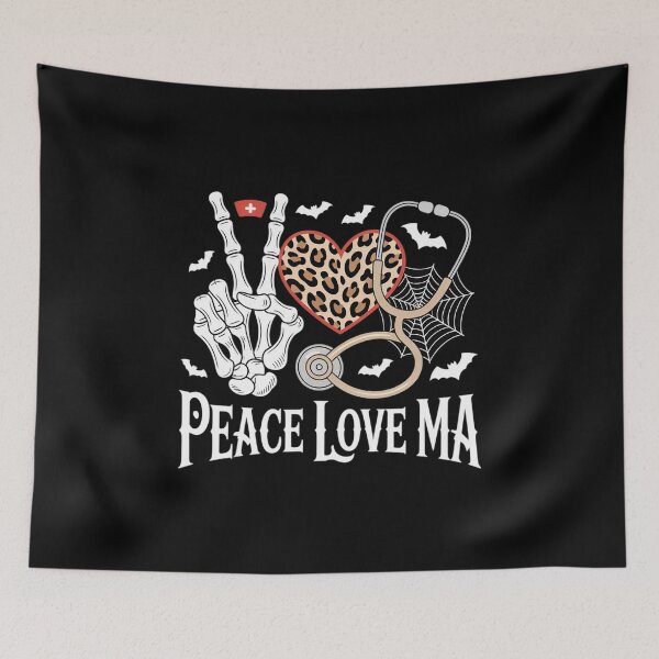 Item preview, Peace Love Medical Assistant Nurse Spooky Skeleton Halloween designed and sold by DrewLeuschke.