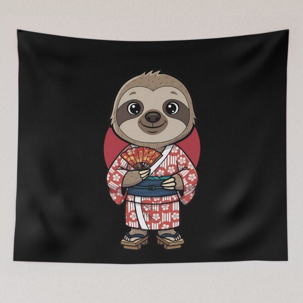 Item preview, Kawaii Japanese Sloth Kimono Fan Japan designed and sold by k3rstman1.