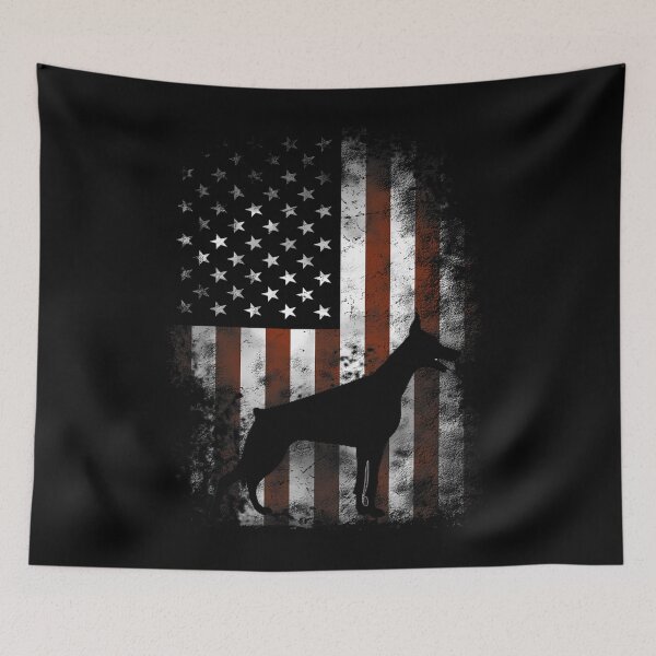 Item preview, Doberman Pinscher 	 American Flag Patriotic 	 		 designed and sold by hilliealhawyt.