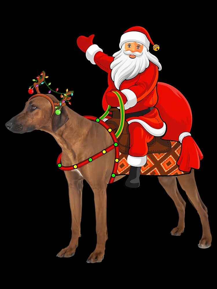 Thumbnail 5 of 5, A-Line Dress, Matching Funny Santa Riding Rhodesian Ridgeback Christmas 		 designed and sold by decruhammij.