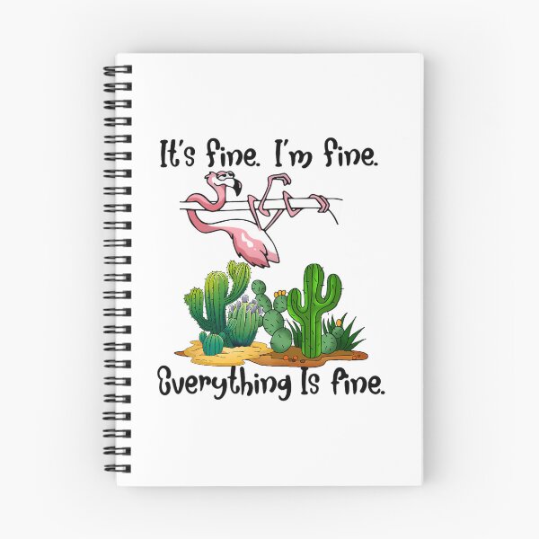 Item preview, it's fine i'm fine everything is fine funny flamingo cactus 		 designed and sold by lkhirwbrm.