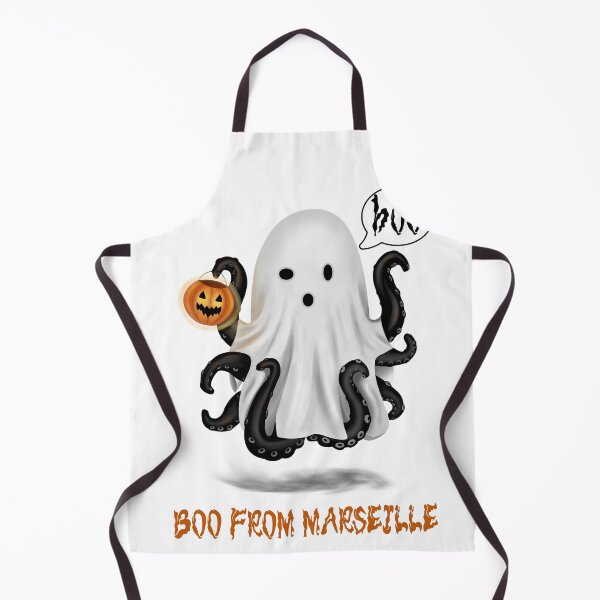 Aperçu de l'œuvre Boo la pieuvre fantôme t-shirt drôle et mignon de Marseille créée et vendue par Bobraiis.