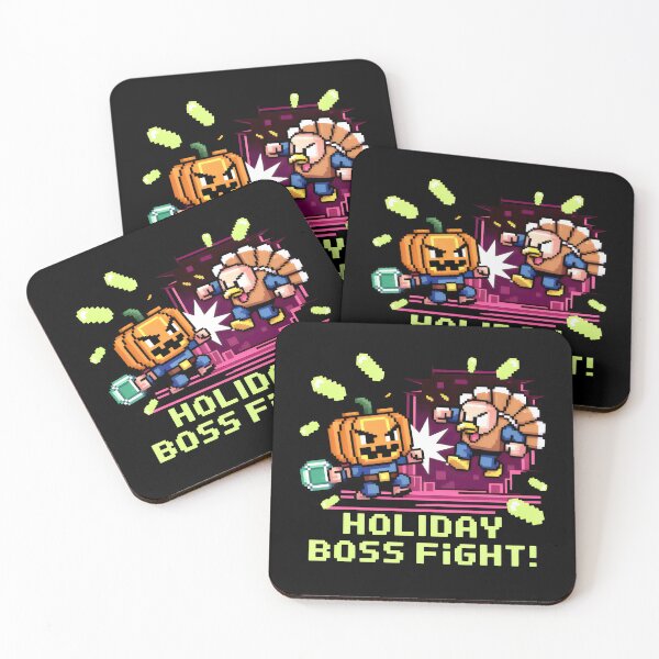 Item preview, 1980s Pixel Showdown with Pumpkin Projectiles and Turkey Warrior designed and sold by SplashTastic.