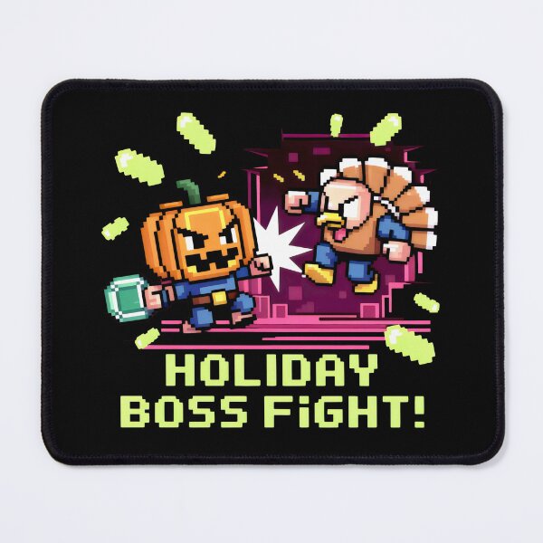 Item preview, 1980s Pixel Showdown with Pumpkin Projectiles and Turkey Warrior designed and sold by SplashTastic.
