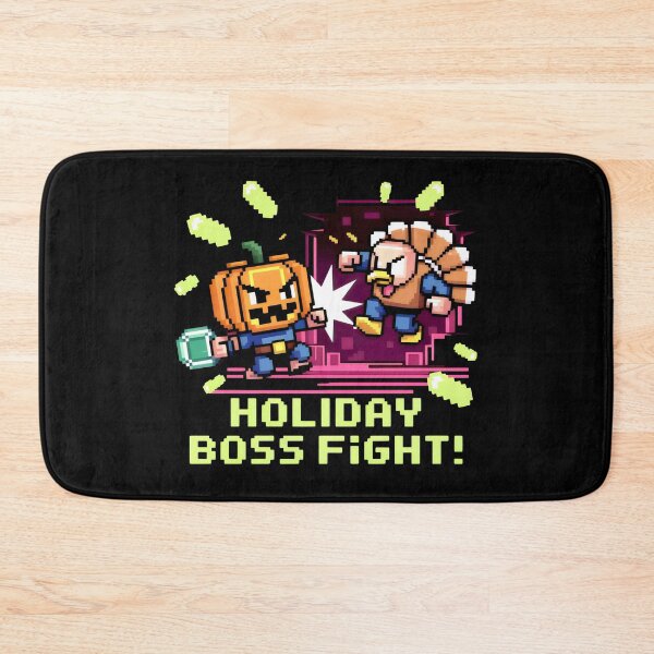 Item preview, 1980s Pixel Showdown with Pumpkin Projectiles and Turkey Warrior designed and sold by SplashTastic.