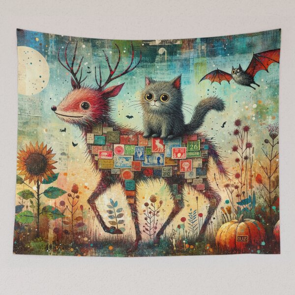 Item preview, Cat Riding the Reindeer designed and sold by M-Y-A-R-T-.