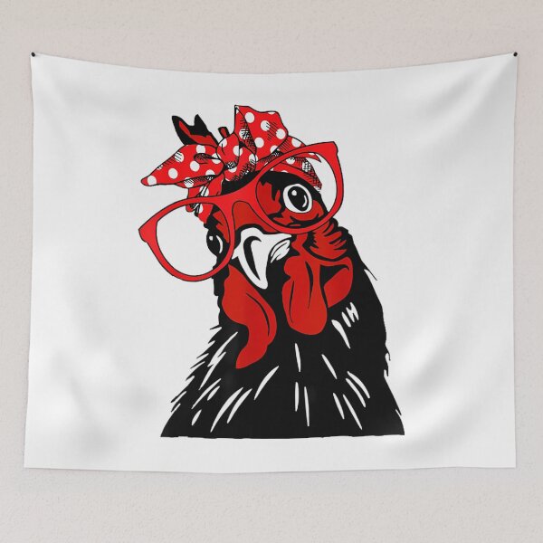 Item preview, cute 	 	 Chicken With Bandana Headband and Glasses 		 designed and sold by gajrebinoya1.