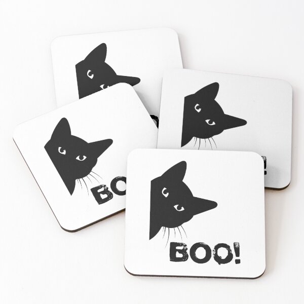 Item preview, Boo!  Funny Hiding Peekaboo Scary Halloween Cat 		 designed and sold by wildatrinkoo.