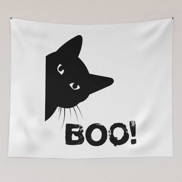 Item preview, Boo!  Funny Hiding Peekaboo Scary Halloween Cat 		 designed and sold by wildatrinkoo.