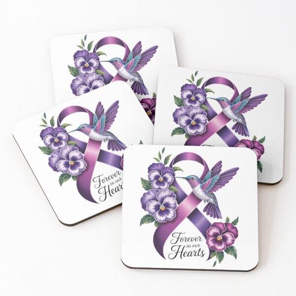 Item preview, Alzheimer's purple floral pansy dementia hummingbird ribbon designed and sold by papertaless.
