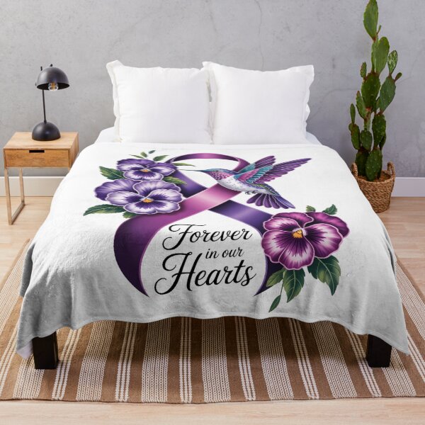 Item preview, Alzheimer's purple floral pansy dementia hummingbird ribbon designed and sold by papertaless.