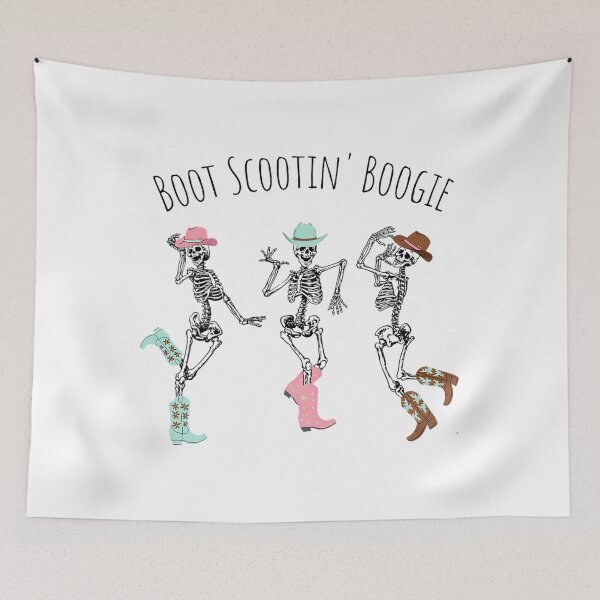 Item preview, Boot Scootin Boogie Skeletons Dancing Western Halloween 		 designed and sold by wildatrinkoo.