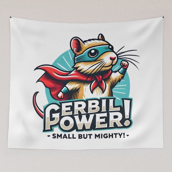 Item preview, Super Gerbil Power Small But Mighty Hero Cartoon Illustration. designed and sold by The-T-In-Retro.