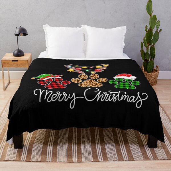 Item preview, Merry Christmas Dog Paws Lights Buffalo Plaid & Leopard Xmas designed and sold by irinotebinip.