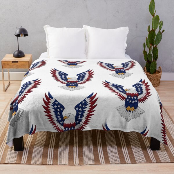 Item preview, Majestic Bald Eagle With Stars And Stripes Wings American Flag Colors Patriotic Freedom And Strength Artwork designed and sold by andres-cohen.