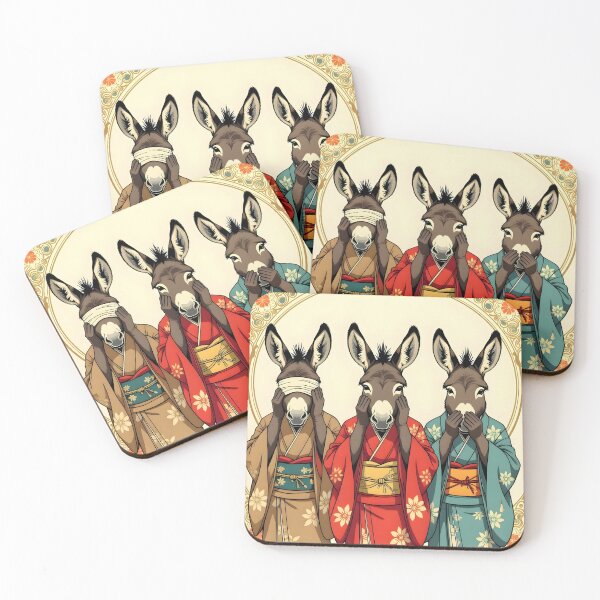 Item preview, Three Wise Donkeys in Kimonos – Hear No Evil, See No Evil, Speak No Evil designed and sold by JA jones.