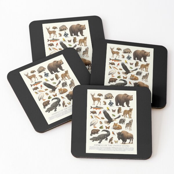 Item preview, Animals Of The United States Illustration Chart Wildlife Art designed and sold by andres-cohen.