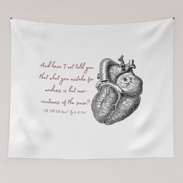 Item preview, Realistic Heart with a Quote form The Tell-Tale Heart designed and sold by UranianDreams.
