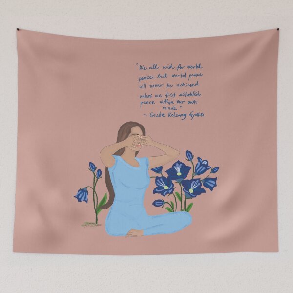 Item preview, World Peace Begins Within – Yoga Pose Inspirational Quote Art designed and sold by angelyara.