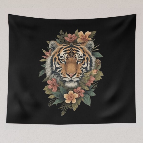Item preview, Abstract Tiger in Jungle Leaves designed and sold by ZZEE--Lifestyle.