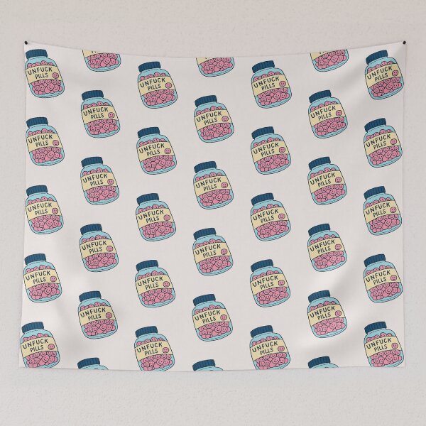Item preview, Unfuck Pills Funny Blue Bottle designed and sold by Paper Hearteu.