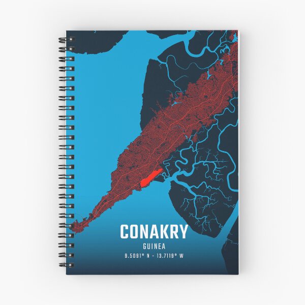 Item preview, Conakry Red & Blue Minimalist Map designed and sold by HomeLivingCo.