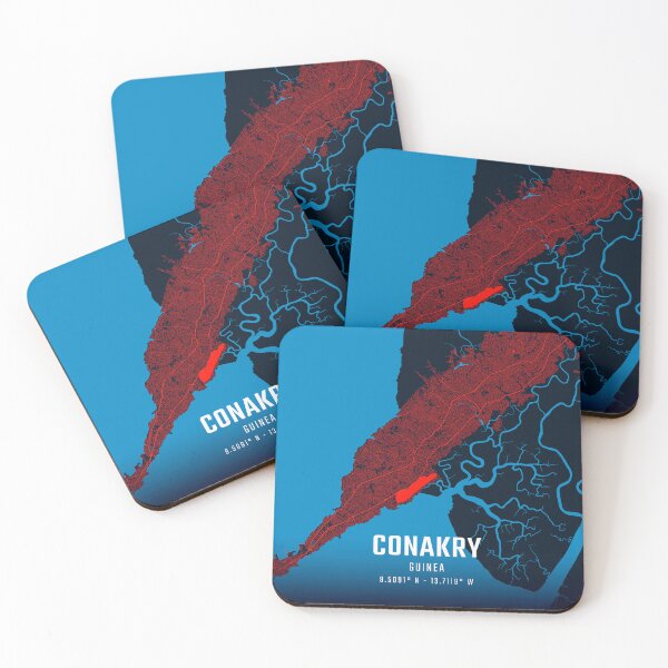 Item preview, Conakry Red & Blue Minimalist Map designed and sold by HomeLivingCo.