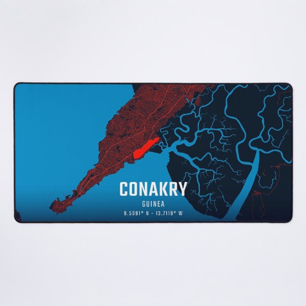 Item preview, Conakry Red & Blue Minimalist Map designed and sold by HomeLivingCo.