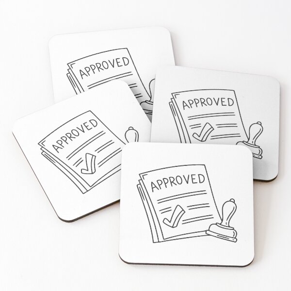 Item preview, A paper with an approved mark lying beside an inked stamp designed and sold by rasagamastore.