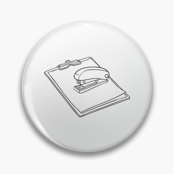Item preview, A stapler lying on top of stack of papers on clipboard designed and sold by rasagamastore.