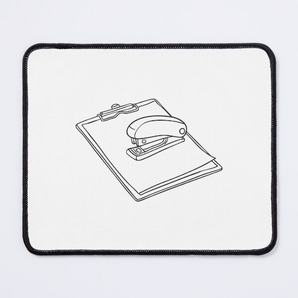 Item preview, A stapler lying on top of stack of papers on clipboard designed and sold by rasagamastore.