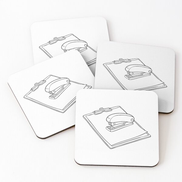 Item preview, A stapler lying on top of stack of papers on clipboard designed and sold by rasagamastore.