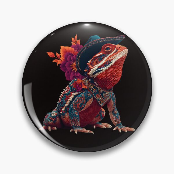 Item preview, Horned Toad | Mexican Fiesta Lizard in Cowboy Hat | Botanical Art designed and sold by CrunchyGoats.