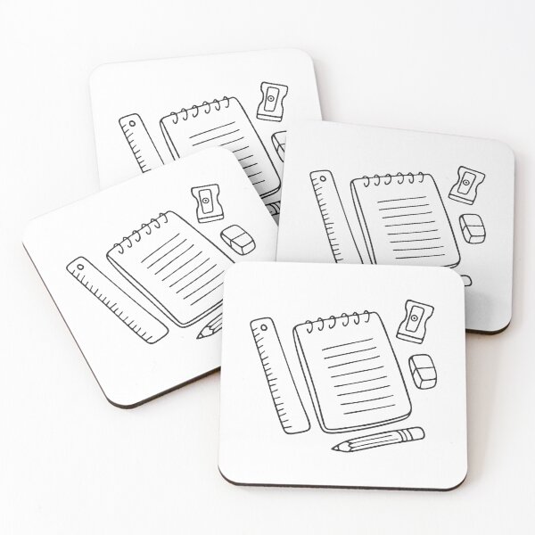 Item preview, A ruler, pencil, eraser, sharpener, and notepad arranged on a desk designed and sold by rasagamastore.