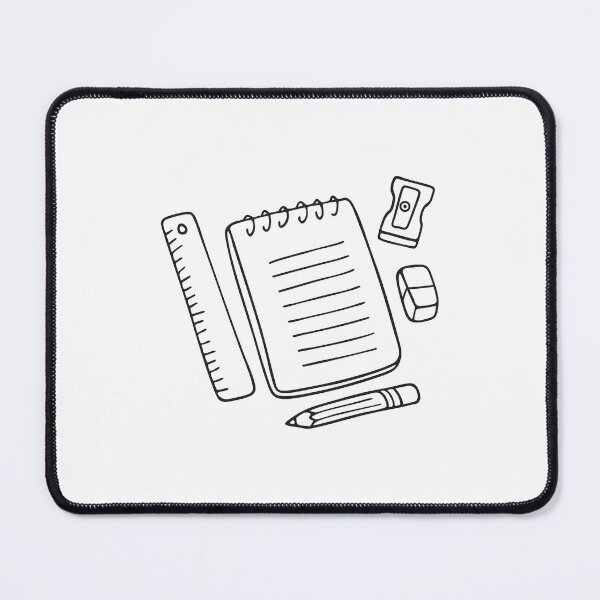 Item preview, A ruler, pencil, eraser, sharpener, and notepad arranged on a desk designed and sold by rasagamastore.