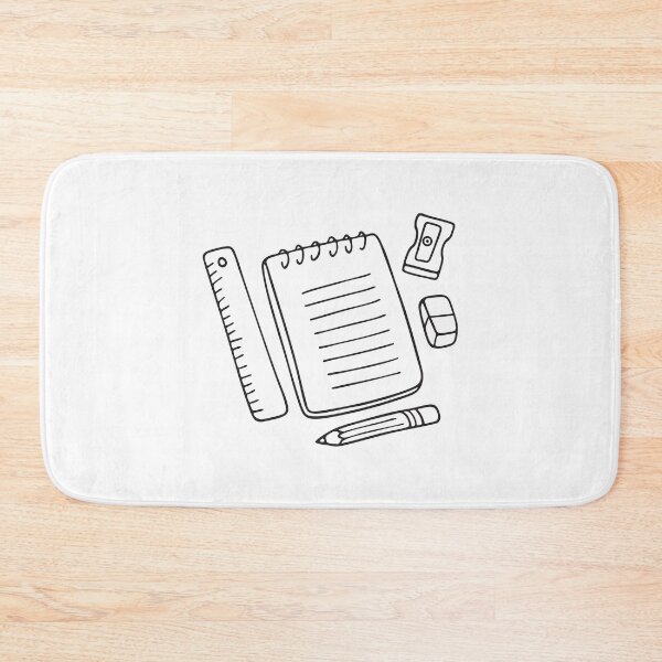 Item preview, A ruler, pencil, eraser, sharpener, and notepad arranged on a desk designed and sold by rasagamastore.