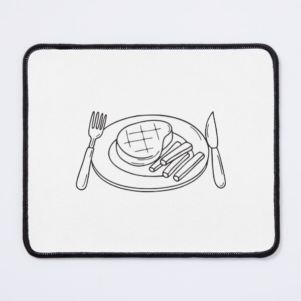 Item preview, A steak served with potato sticks on a plate designed and sold by rasagamastore.