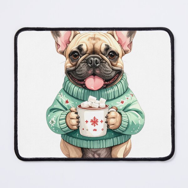 Item preview, Cute Frenchie in Sweater Holding Mug of Cocoa designed and sold by takeng07.