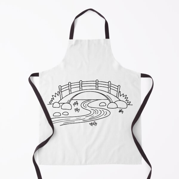 Item preview, A winding stream meeting a calm river under a wooden bridge designed and sold by rasagamastore.