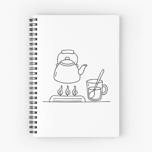 Item preview, A teapot warming on the stove with a mug with spoon nearby designed and sold by rasagamastore.